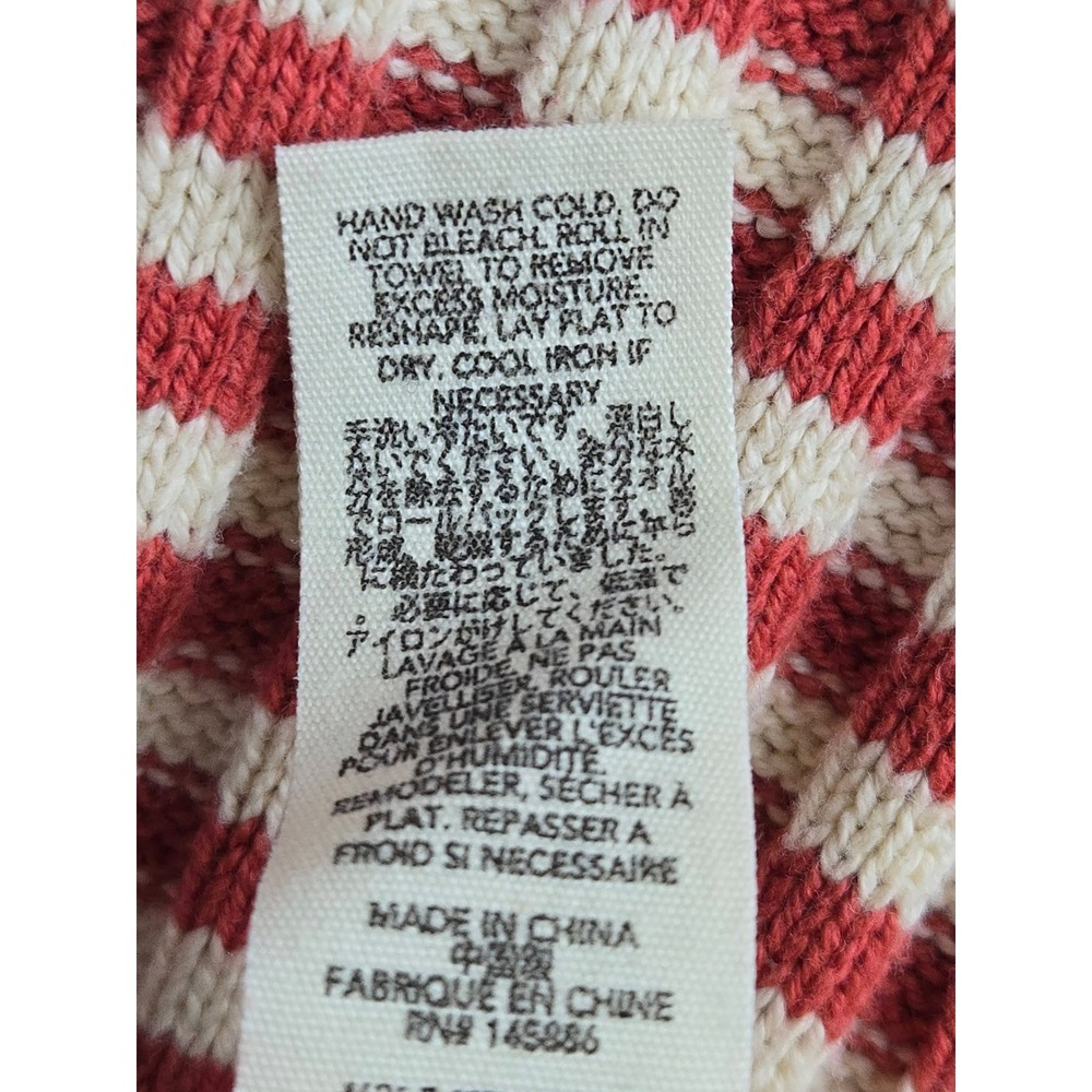 THE GREAT.‎ The Mini Striped Pullover Sweater Red Cream Ribbed Cotton Blend Sz 1 - Picture 12 of 14